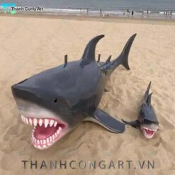 mô hình cá mập trang trí bãi biển composite