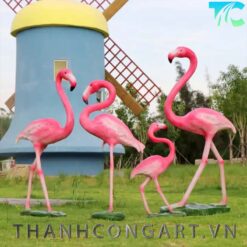 mô hình trang trí chim hồng hạc composite