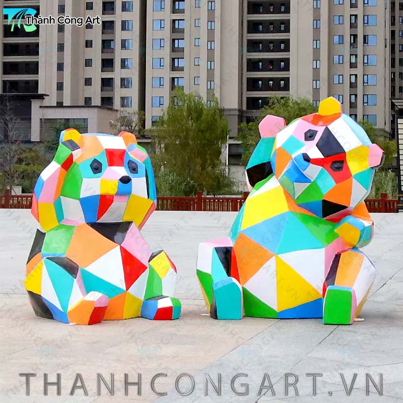 mô hình gấu trúc hình học trừu tượng composite