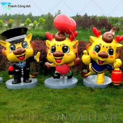 mô hình linh vật rồng cầm lồng đèn composite