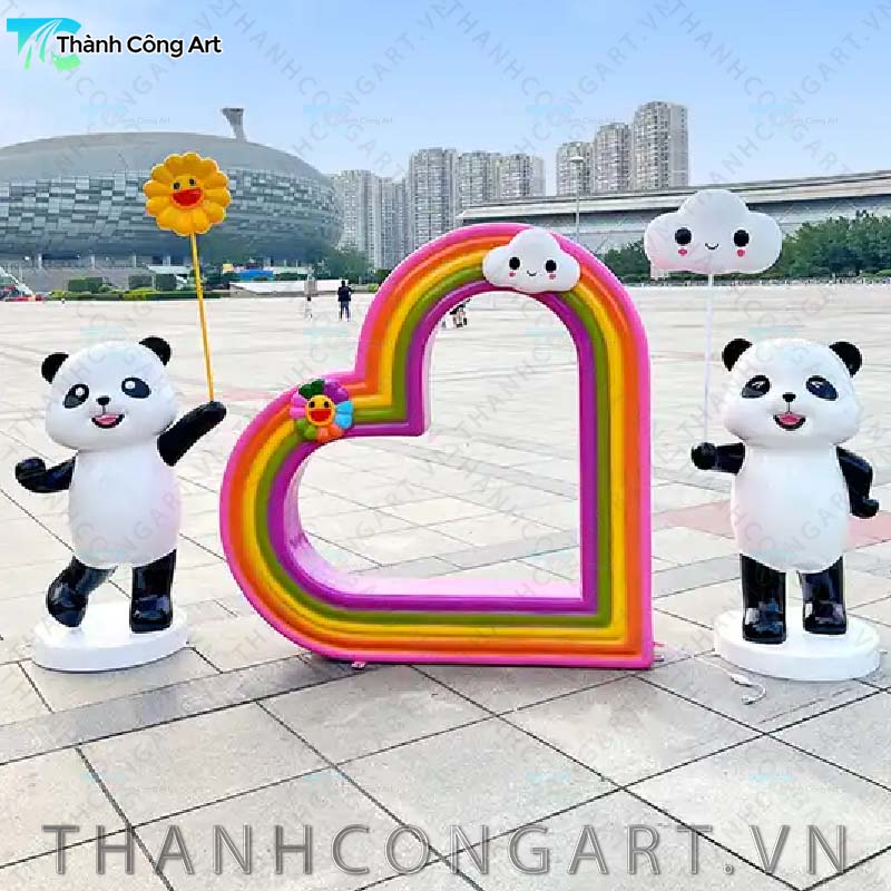 mô hình nhân vật hoạt hình gấu trúc trang trí composite
