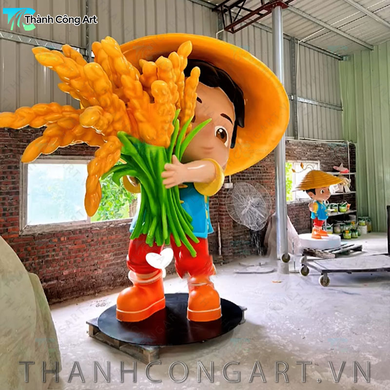 mô hình nhân vật hoạt hình thu hoạch lúa