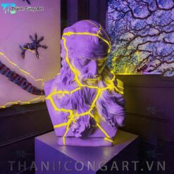 tượng bán thân moses kết hợp xuyên sáng composite